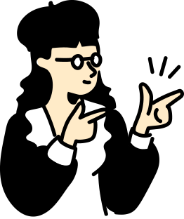 女性が指を指すイラスト