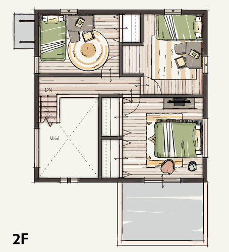 ZERO-CUBE+BOX間取り2F